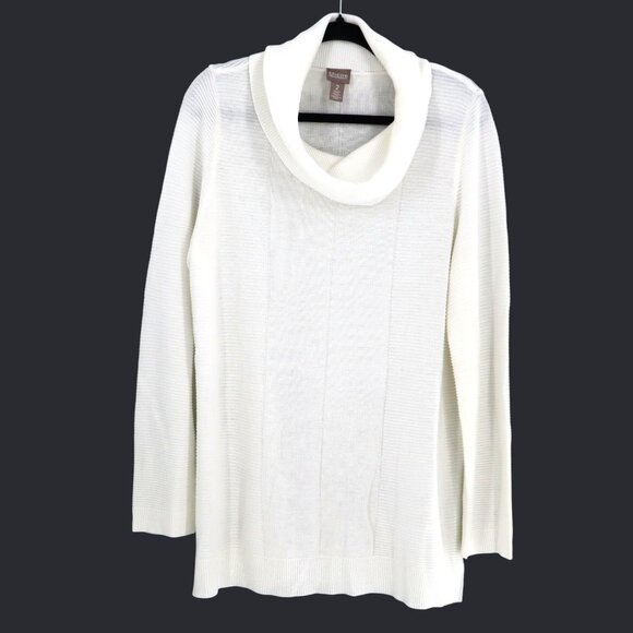 Chico's Cowl Neck Sweater Women M White Classic Minimalist Casual Layering - Picture 1 of 10